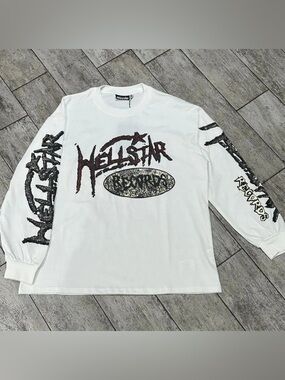 Hellstar White Long Sleeve Graphic Tee